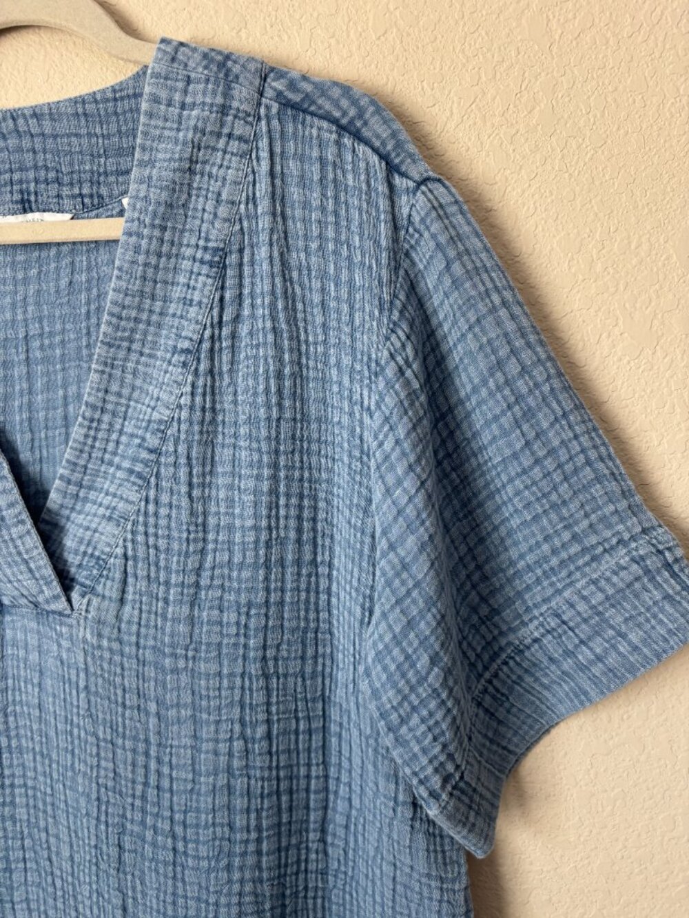 Faherty Dune Organic Cotton Boho Gauze Popover V-Neck Blouse Top - Picture 6 of 15